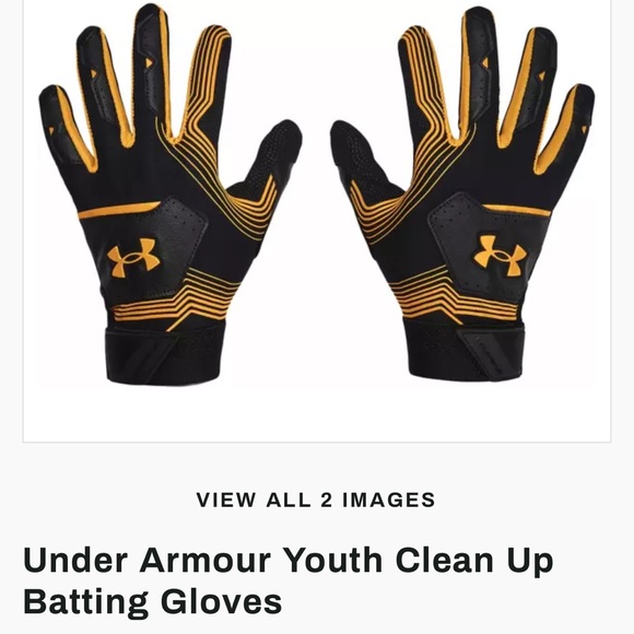 🆕 Under Armour Youth Clean Up Batting Gloves- new size small black and gold - Picture 1 of 5